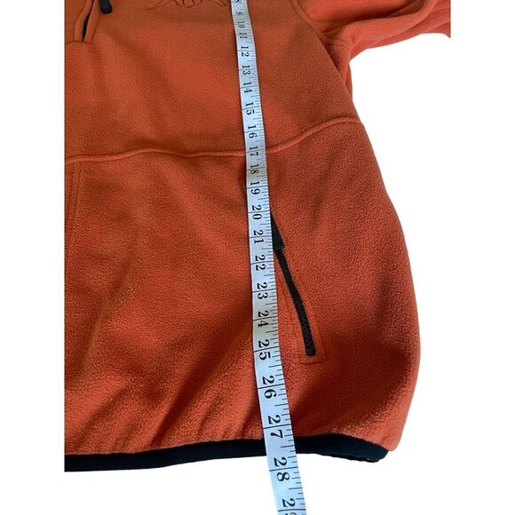 Devon & Jones Men's Sz Large Fleece Sweater Orange 2 Pockets 1/4 Zip Husky Dog - Picture 10 of 11